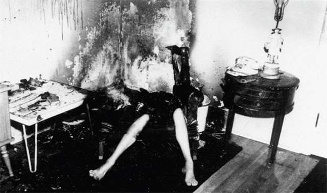 Restes d'une combustion spontanée. 