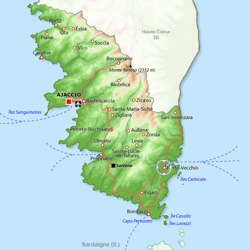 Carte de la Corse-du-Sud